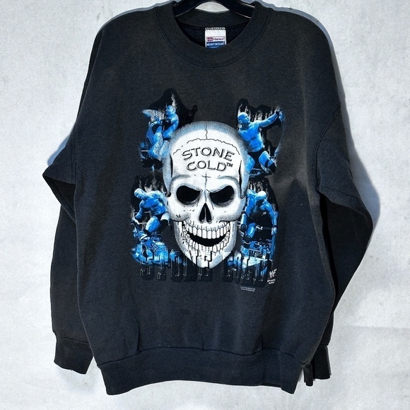 Vintage Hanes Heavyweight 1998 WWF Stone Cold Steve Austin Black Long Sleeve - Picture 3 of 8